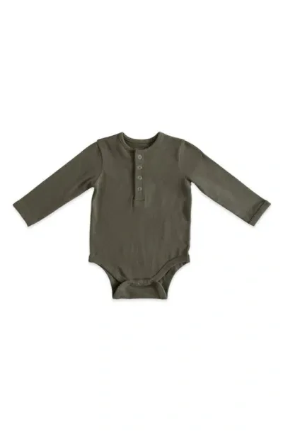 Pehr Kids' Essential Long Sleeve Organic Cotton Bodysuit In Olive