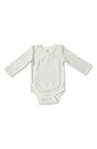 Pehr Kids' Unisex Stripes Away Kimono Long Sleeve Bodysuit - Baby In Sea