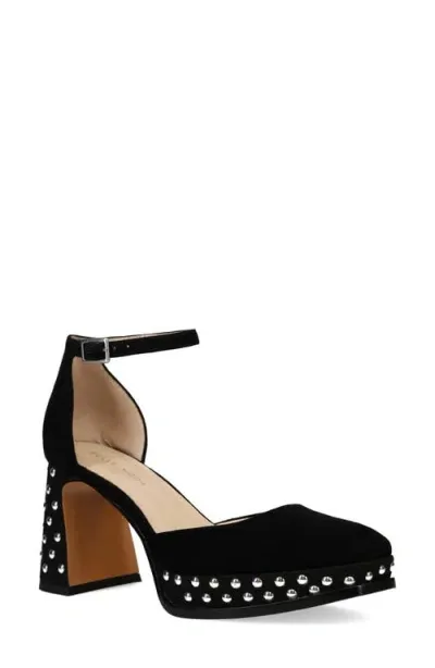 Pelle Moda Dietta Ankle Strap Platform Pump In Black