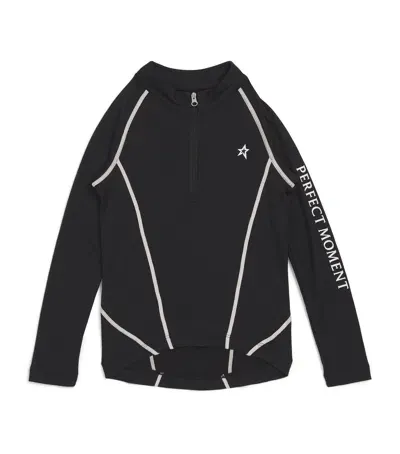 Perfect Moment Kids' Half-zip Thermal Top In Black