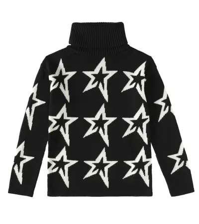 Perfect Moment Kids' Star-print Roll Neck Jumper In Black