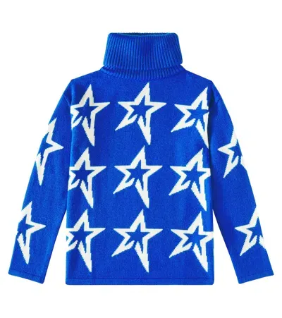 Perfect Moment Kids' Intarsia Wool Sweater In Blue