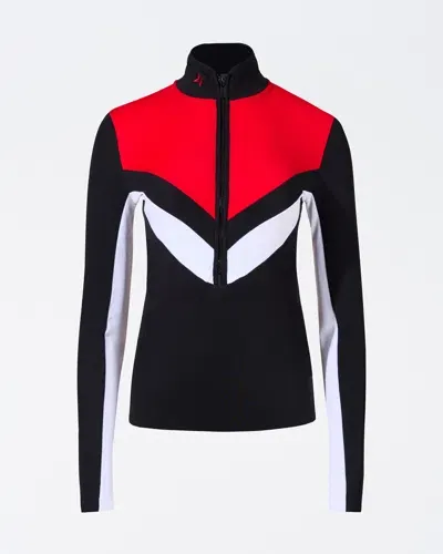 Perfect Moment Jg Thermal Half-zip Top S In Red-black