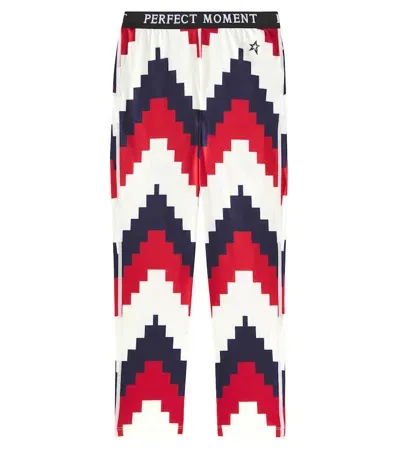 Perfect Moment Kids' Logo Chevron Jersey Leggings In Red