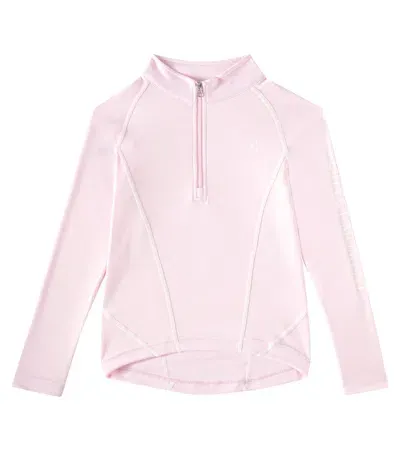 Perfect Moment Kids' Logo Jersey Half-zip Top In Pink