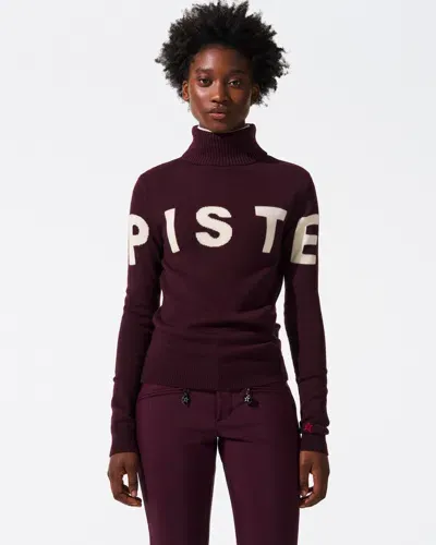 Perfect Moment Piste Merino Wool Sweater L In Burgundy