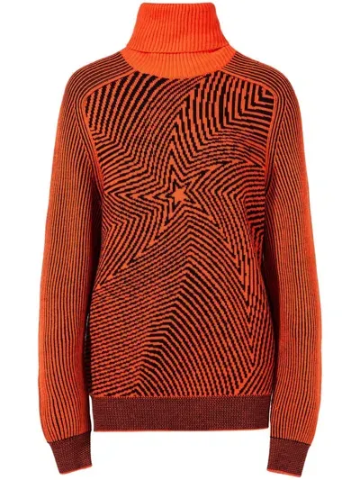 Perfect Moment Wavy Star Sweater In Orange