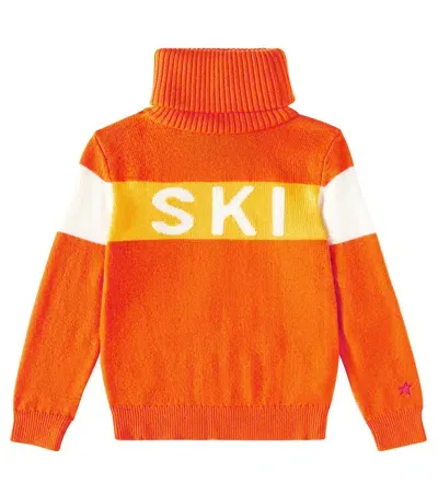 Perfect Moment Kids' Wool Turtleneck Sweater In Orange