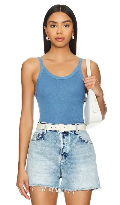 Perfectwhitetee Cropped Annie Tank Top In Carolina Blue