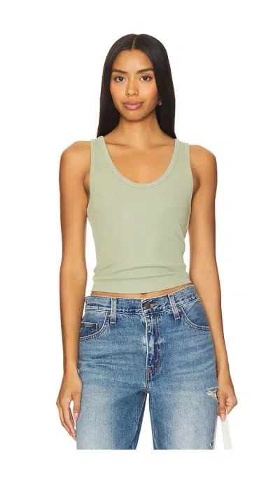 Perfectwhitetee Structured Rib Bra Friendly Tank Top In Oil Green