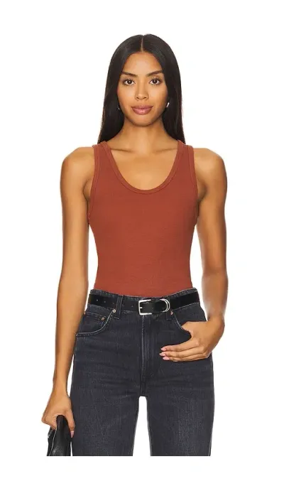 Perfectwhitetee Structured Rib Bra Friendly Tank Top In Rust