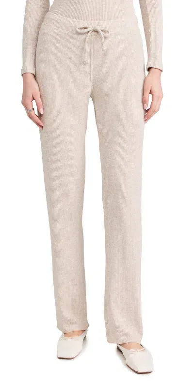 Perfectwhitetee Sweater Rib Straight Leg Pants Heather Oatmeal