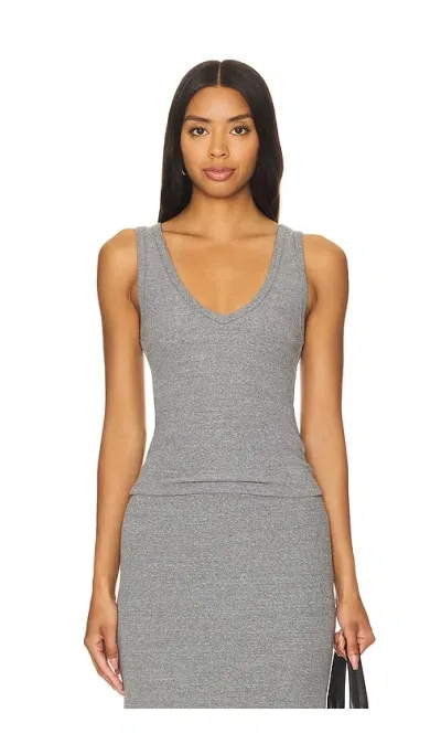 Perfectwhitetee V Neck Blondie Tank Top In Heather Grey