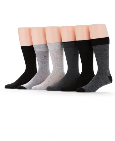 Perry Ellis Men's 6 Pack Pindot Casual Dress Socks In Black,grey,multicolor