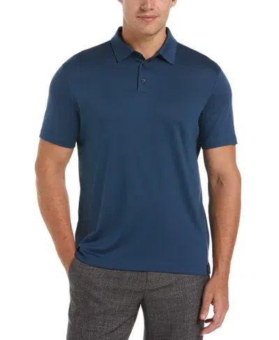 Perry Ellis Men's Big And Tall Smart Interlock Solid Polo In Dark Denim,blue