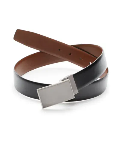 Perry Ellis Men's Pattern Plaque Reversible Leather Belt In Black,brown