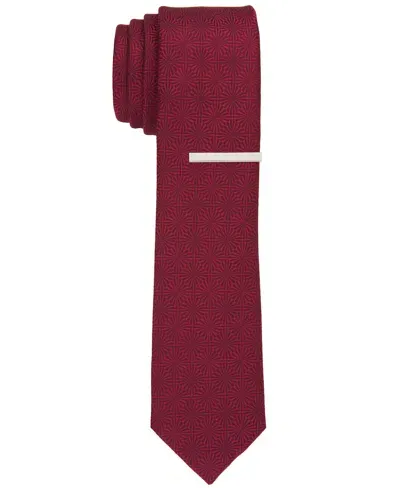 Perry Ellis Men's Reder Geo Slim Tie, 100% Polyester, Abstract