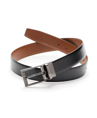 Perry Ellis Men's Reversible Scratch Leather Belt In Black