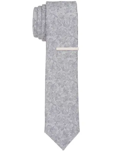 Perry Ellis Men's Ricey Floral Slim Tie In Silver,gray