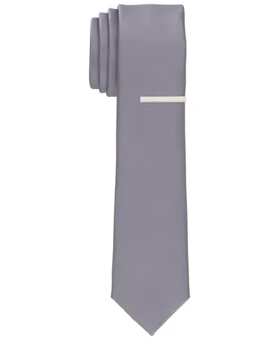 Perry Ellis Men's Sateen Slim Tie In Silver,gray