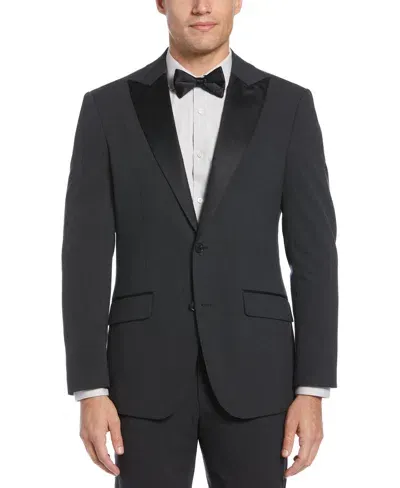 Perry Ellis Men's Slim Fit Contrast Tuxedo Jacket In Charcoal Heather,gray