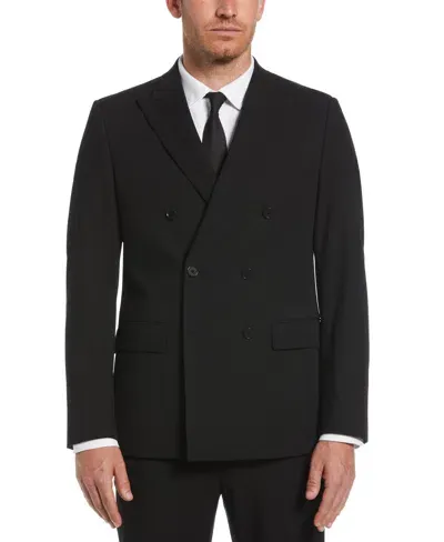 Perry Ellis Men's Slim Fit Double Breasted Peak Lapel Suit Jacket In Black