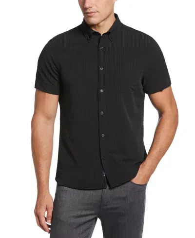 Perry Ellis Men's Total Stretch Seersucker Stretch Shirt In Black