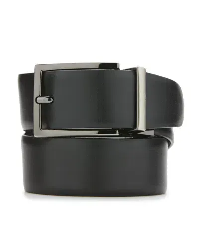 Perry Ellis Men's Wavy Black Leather Belt, Size Medium, Regular