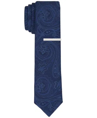 Perry Ellis Menga Paisley Slim Tie In Navy,blue