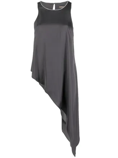 Peserico Asymmetric-hem Sleeveless Blouse In Black Cumin