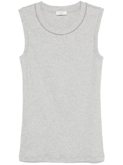 Peserico Beaded-trim Tank Top In Grey