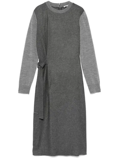 Peserico Belted Midi Dress In Grey