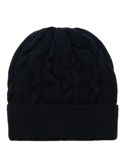 Peserico Cable-knit Beanie In Blue