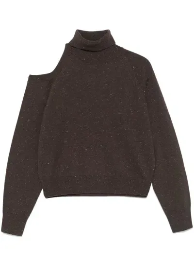 Peserico Cold-shoulder Sweater In Braun