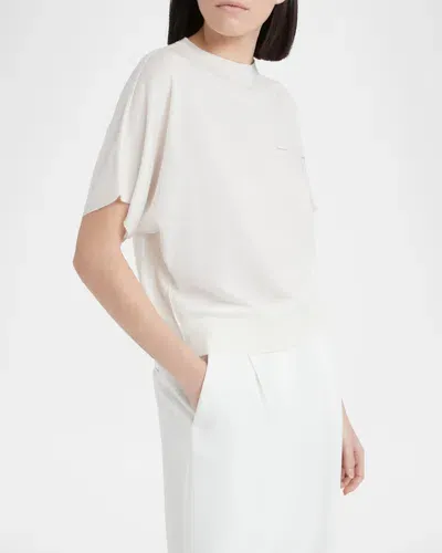 Peserico Dolman-sleeve Tricot Sweater In Natural White