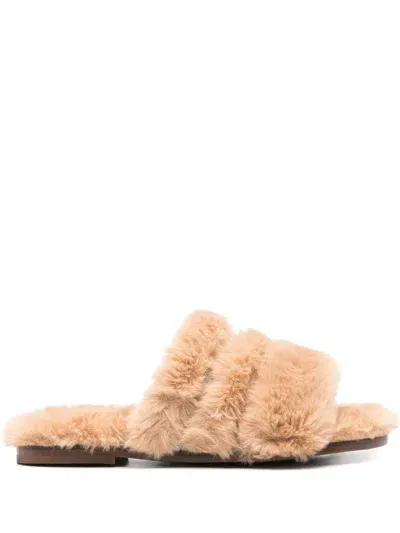 Peserico Faux-fur Slides In 褐色