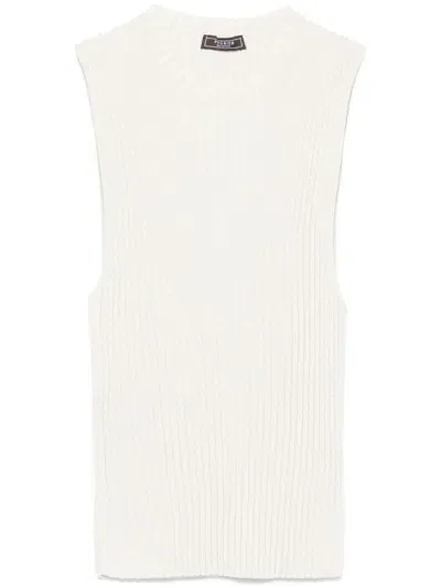 Peserico Fine-ribbed Tank Top In Neutrals