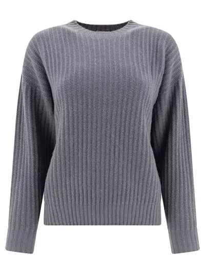 Peserico Lamé Sweater Knitwear In Grey