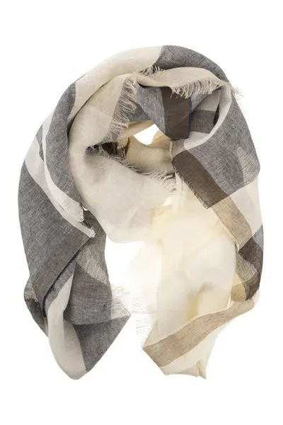 Peserico Linen, Viscose And Lurex Blend Bob Scarf In Cream