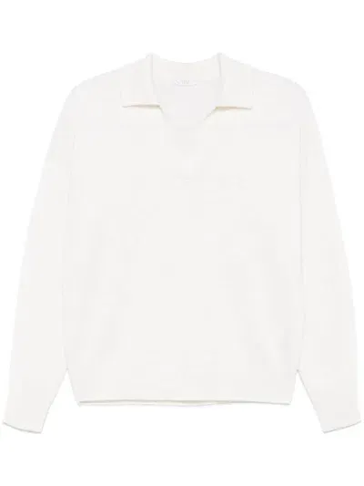 Peserico Long-sleeve Polo Top In Neutrals