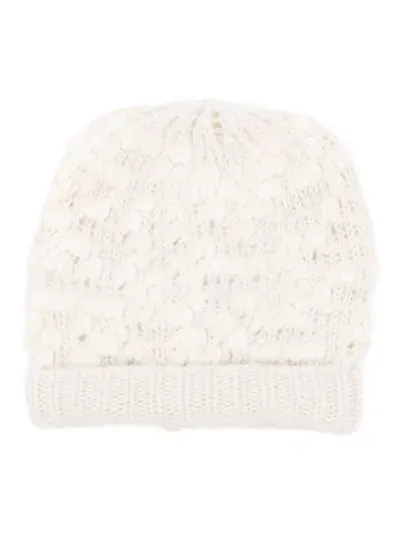 Peserico Lurex Beanie Hat In White