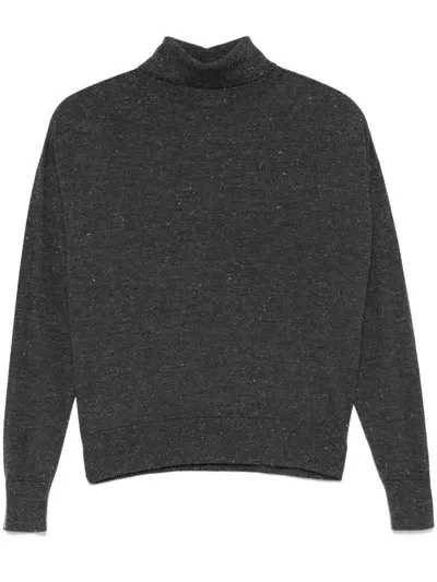 Peserico Lurex-detail Roll-neck Sweater In Gray