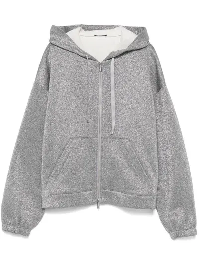 Peserico Metallic-effect Hoodie In Silver