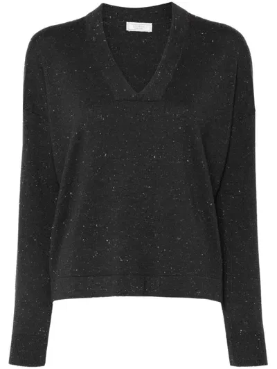 Peserico Metallic-threading Jumper In Grey