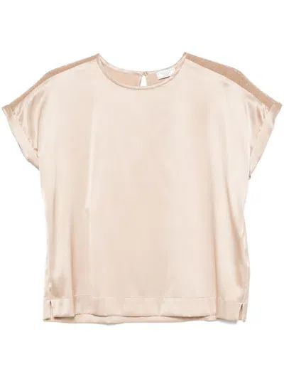 Peserico Satin T-shirt In Neutral