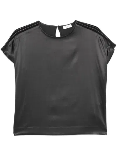 Peserico Satin T-shirt In Gray