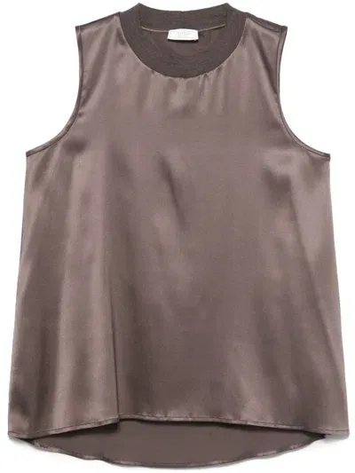 Peserico Satin Top In Brown