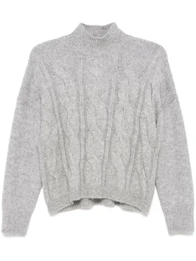 Peserico Sequin-embellishment Sweater In Grey