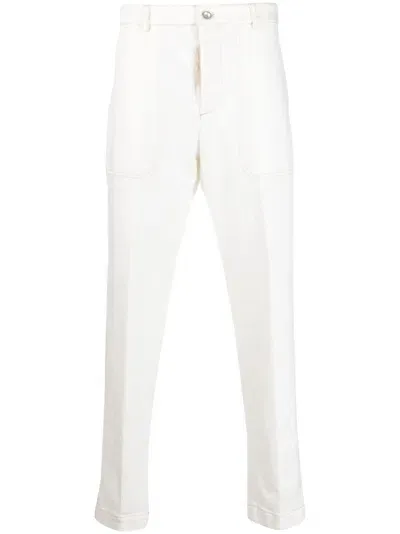 Peserico Man Cotton-blend Gabardine Chinos In 941 Bianco Mandorla