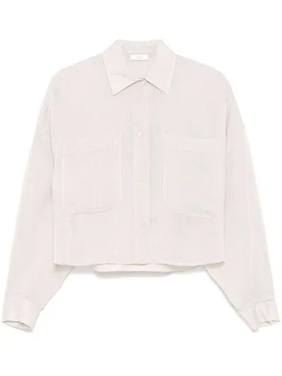 Peserico Stripped Shirt In Neutrals